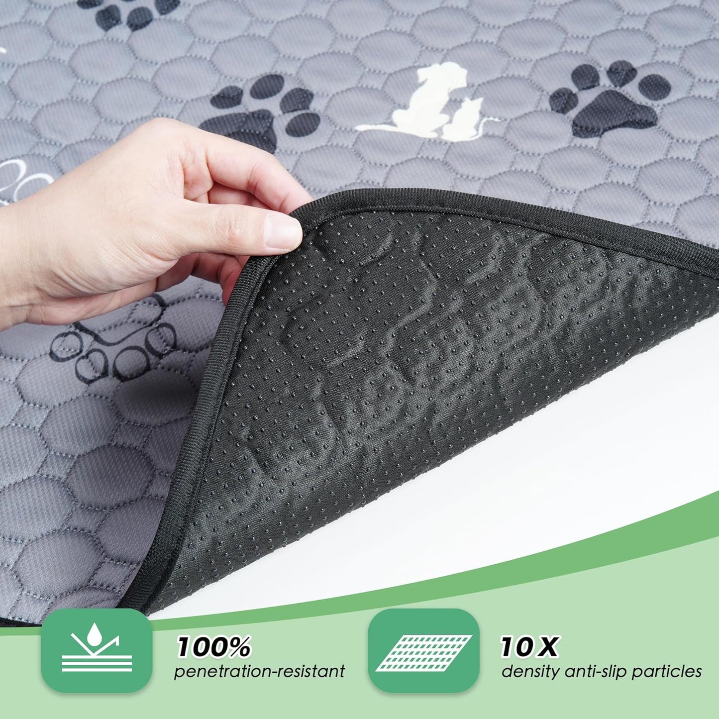 Washable Pee Pads for Dogs, 4 Pack Absorbent Reusable Training Dog Pads Pet Puppy Pads, Non-Slip Potty Pads for Whelping, Playpen, Crate, Bed, Grey 18"X24"