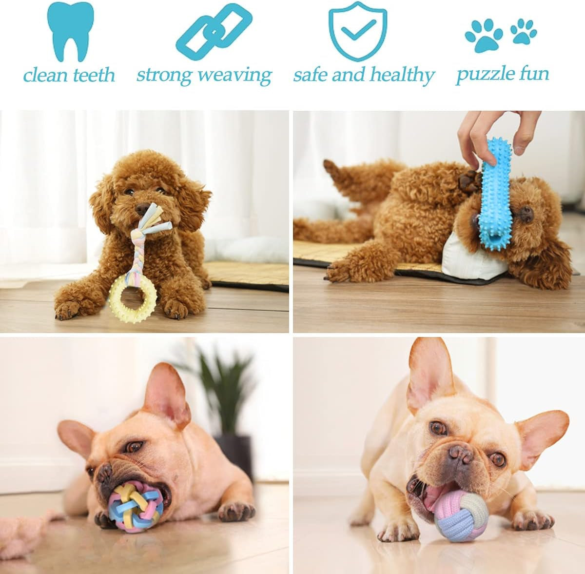 Puppy Toys Interactive Dog Toys Dog Chew Toy Puppy Teething Chew Toys Puppy Supplies Small Dog Toys Rope Balls Dental Teeth Cleaning Toothbrush Squeaky Puzzle Tug Pet Stuff and Toys Storage Basket