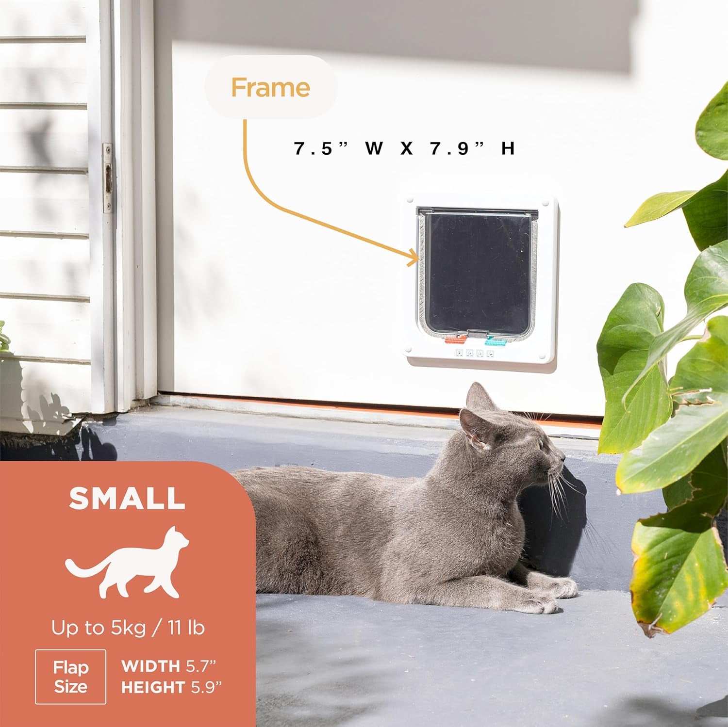 Cat and Small Pet Door, Small, White, Pets up to 11 Lbs