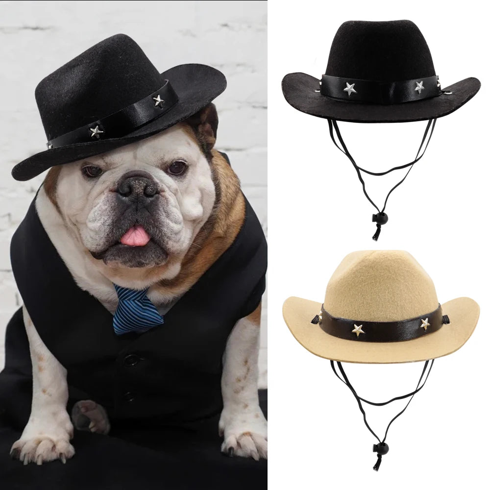 Fashion Dog Cowboy Hat Dogs Cat Outdoor Hats Caps for Small Medium Dogs Cats Headwear Pet Accessories Pitbull