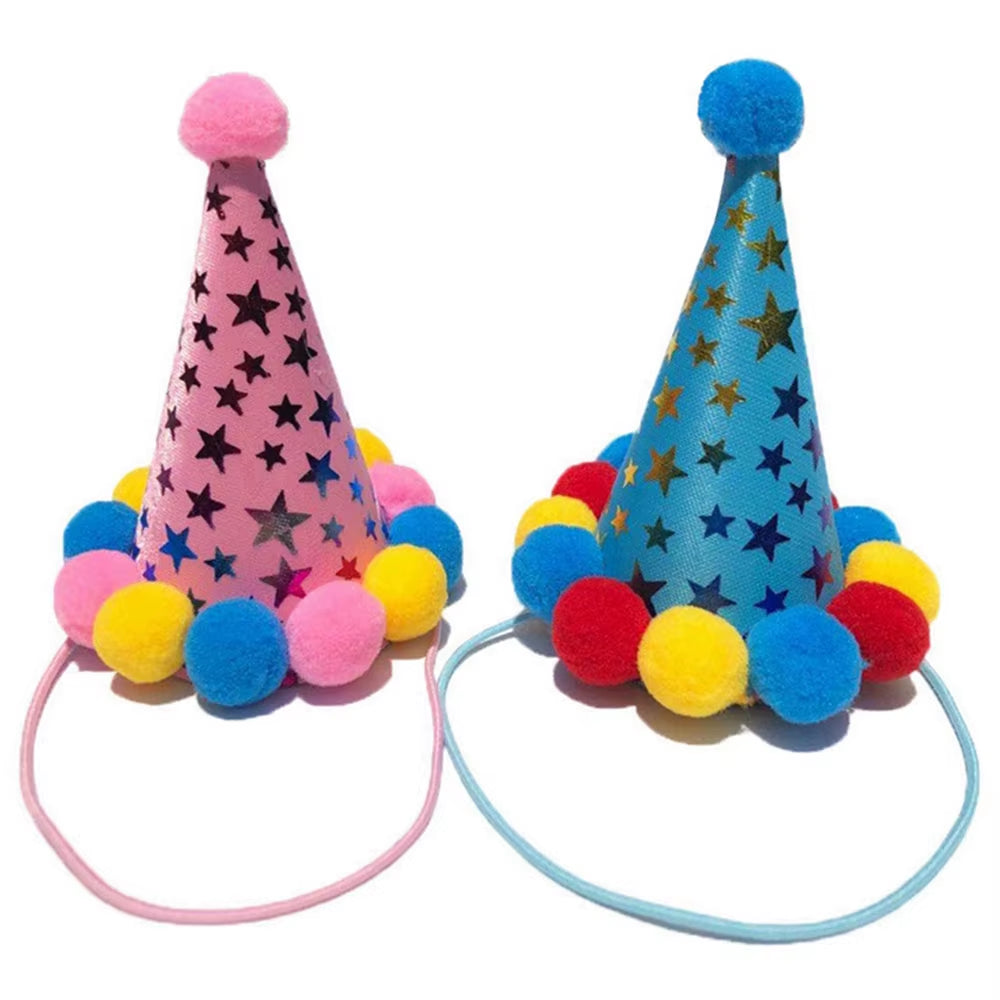 Cute Pet Birthday Caps/Bibs Design Headwear Triangle Scarf Hat Tie Collar Cat Dog Costume Pets Accessories Decoration Supplies