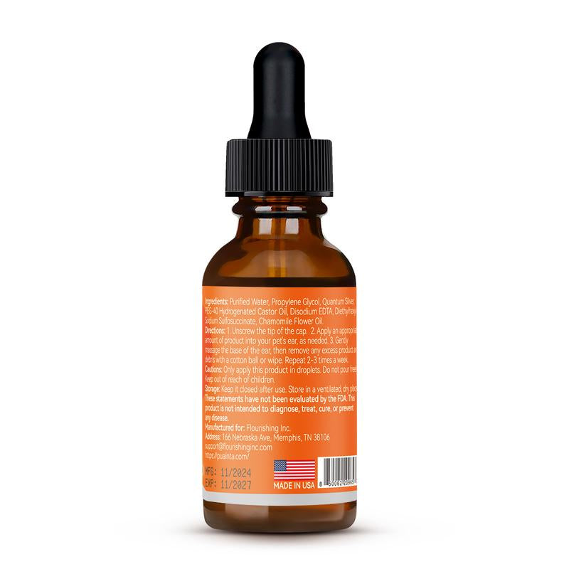 Puainta Ear Cleaner 30Ml Dog Ear Infection Treatment, Quantum Silver Ear Drops for Dogs Ear Infection Ear Mites Treatment for Cats Dogs Itchy Ear