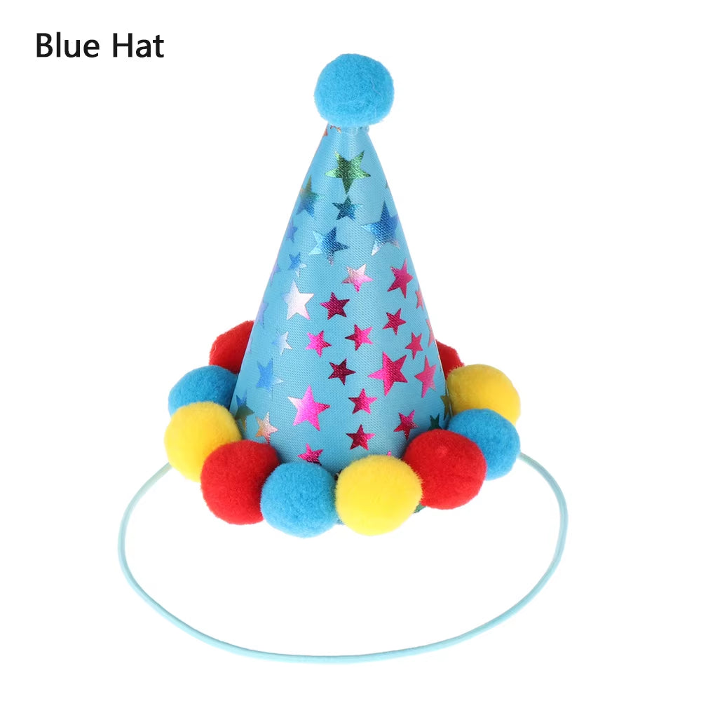 Cute Pet Birthday Caps/Bibs Design Headwear Triangle Scarf Hat Tie Collar Cat Dog Costume Pets Accessories Decoration Supplies